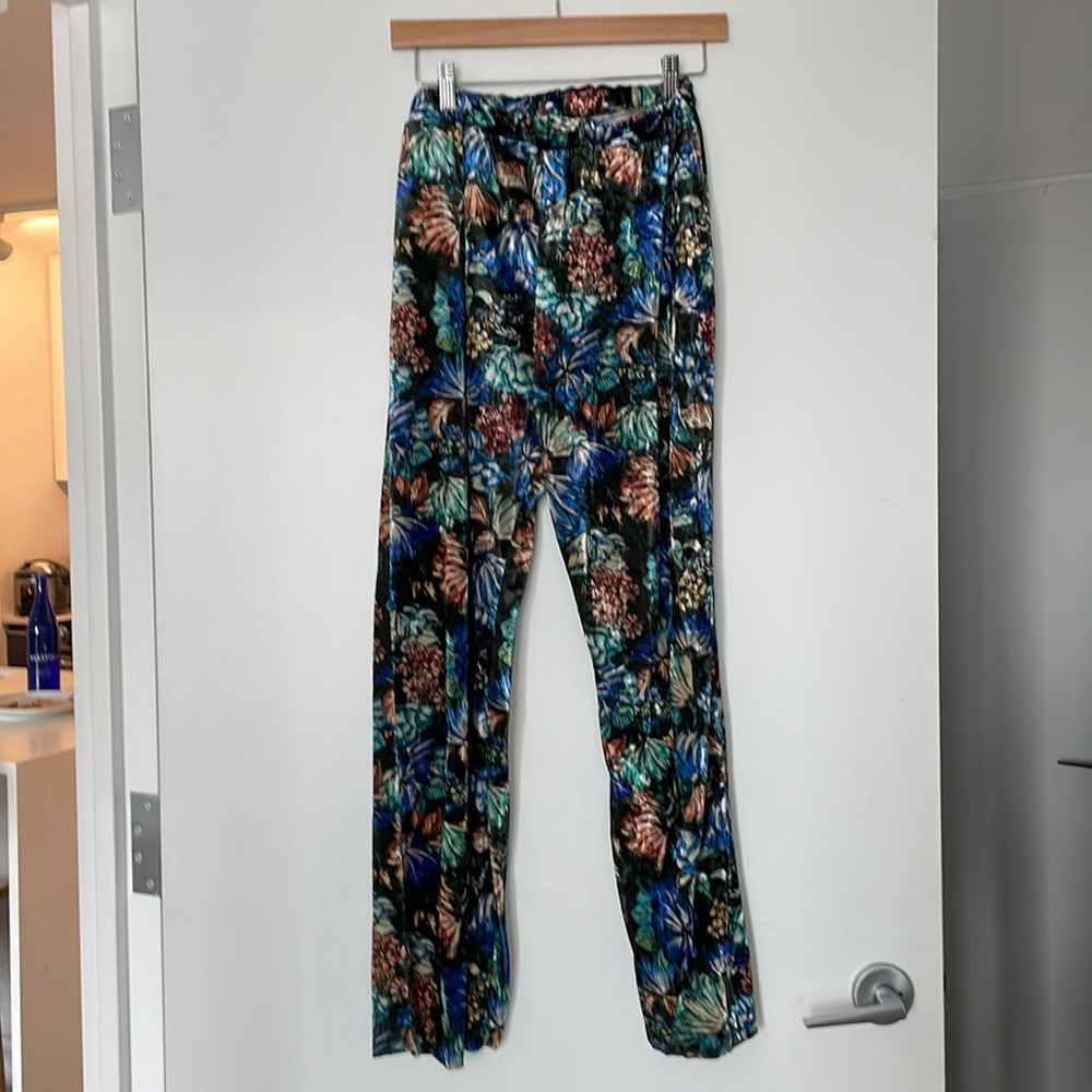 Zara Velvet floral print pants (top sold separately)